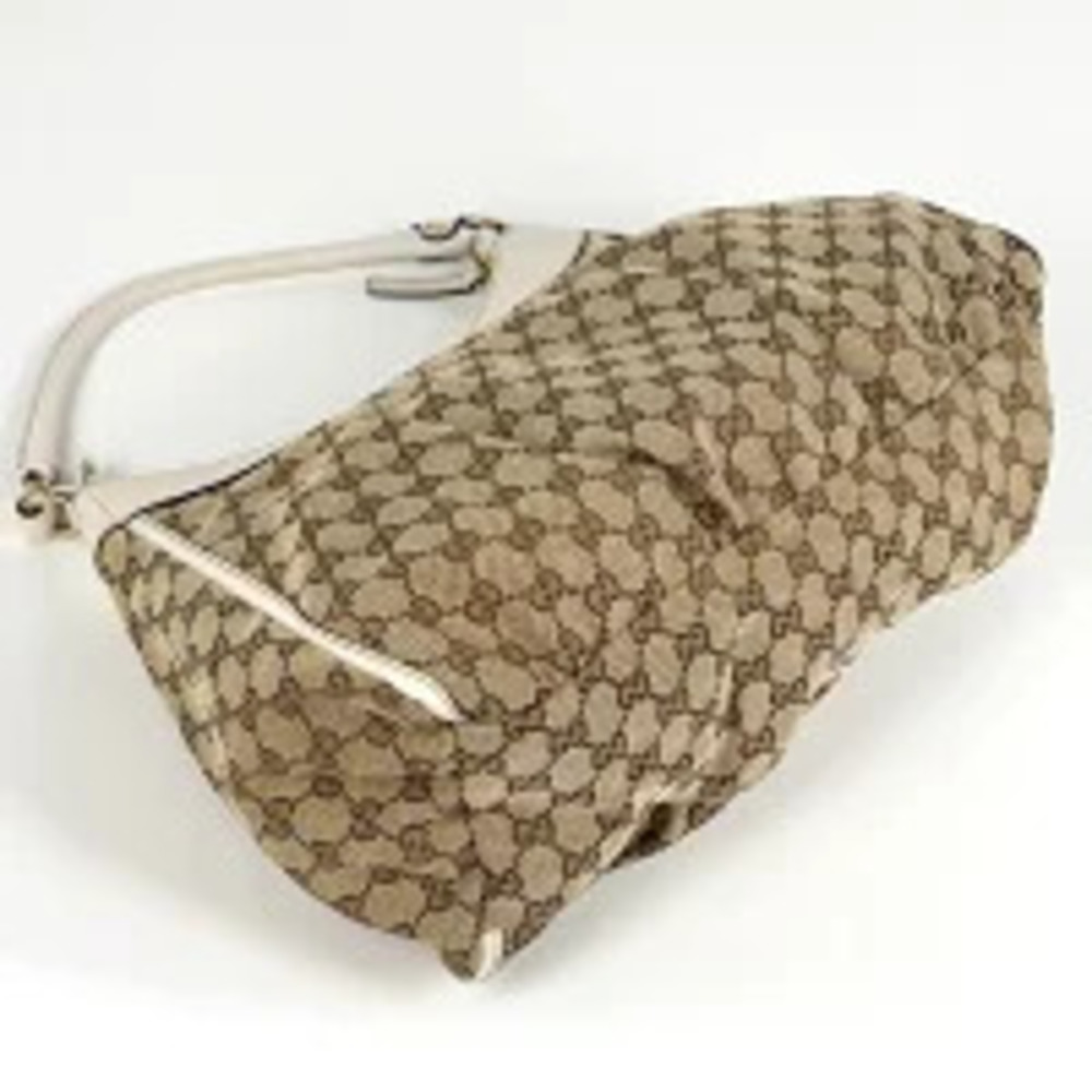 Gucci white Hobo GG Abbey bag shoulder canvas beige